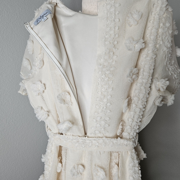 Polagram midi slip dress Cream Size Small Short sleeve Tie waist Tulle fabric - Picture 7 of 7